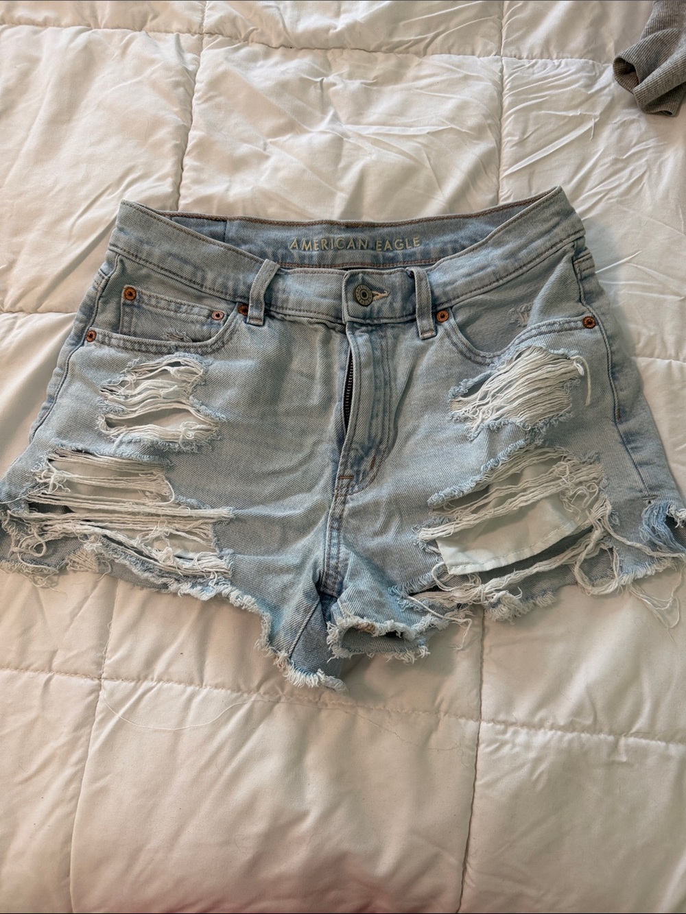 American Eagle Outfitters Light Blue Distressed Denim Cutoff Shorts - Women